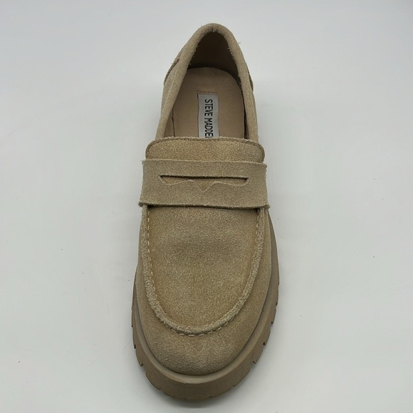 Steve Madden - Lila Taupe Suede Slip On Rounded Close Toe Chunky Loafer Size 8.5 - Picture 9 of 13